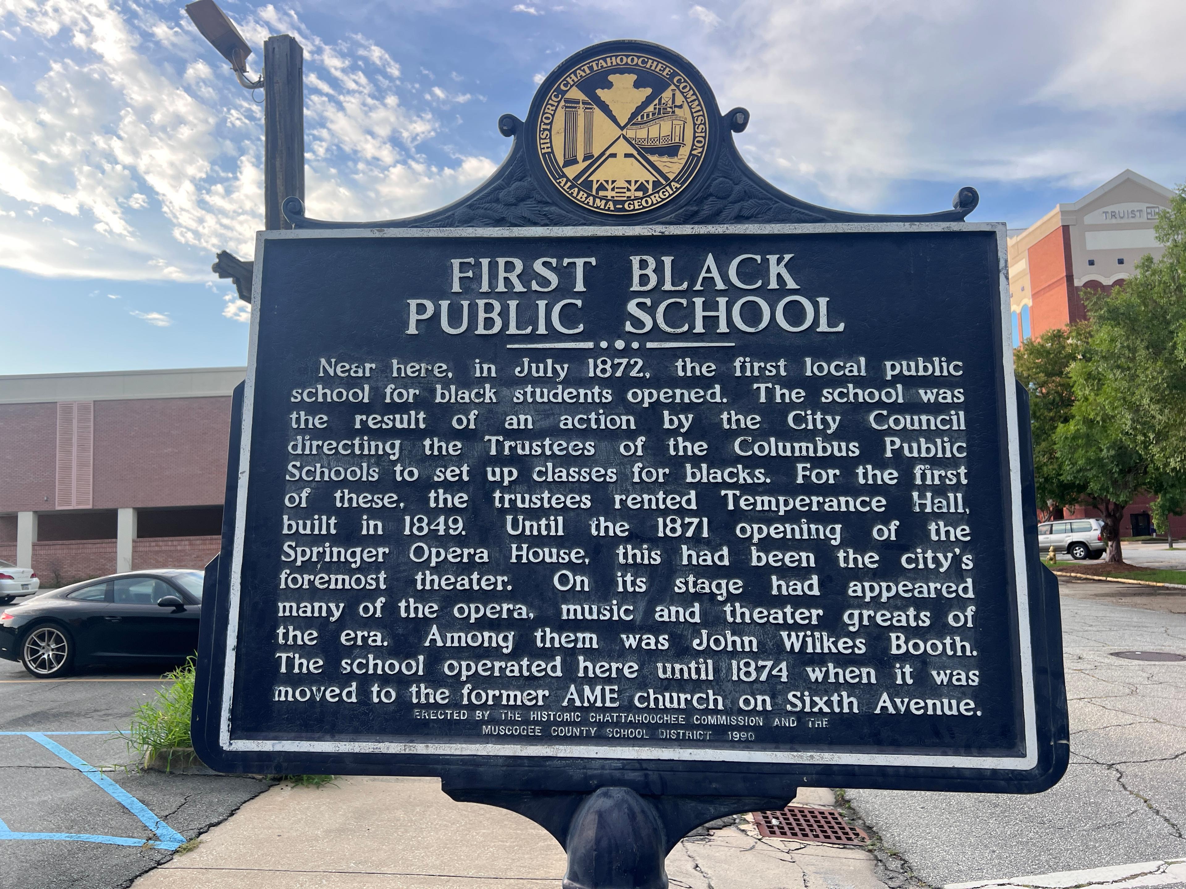 The First Black Public School historic marker