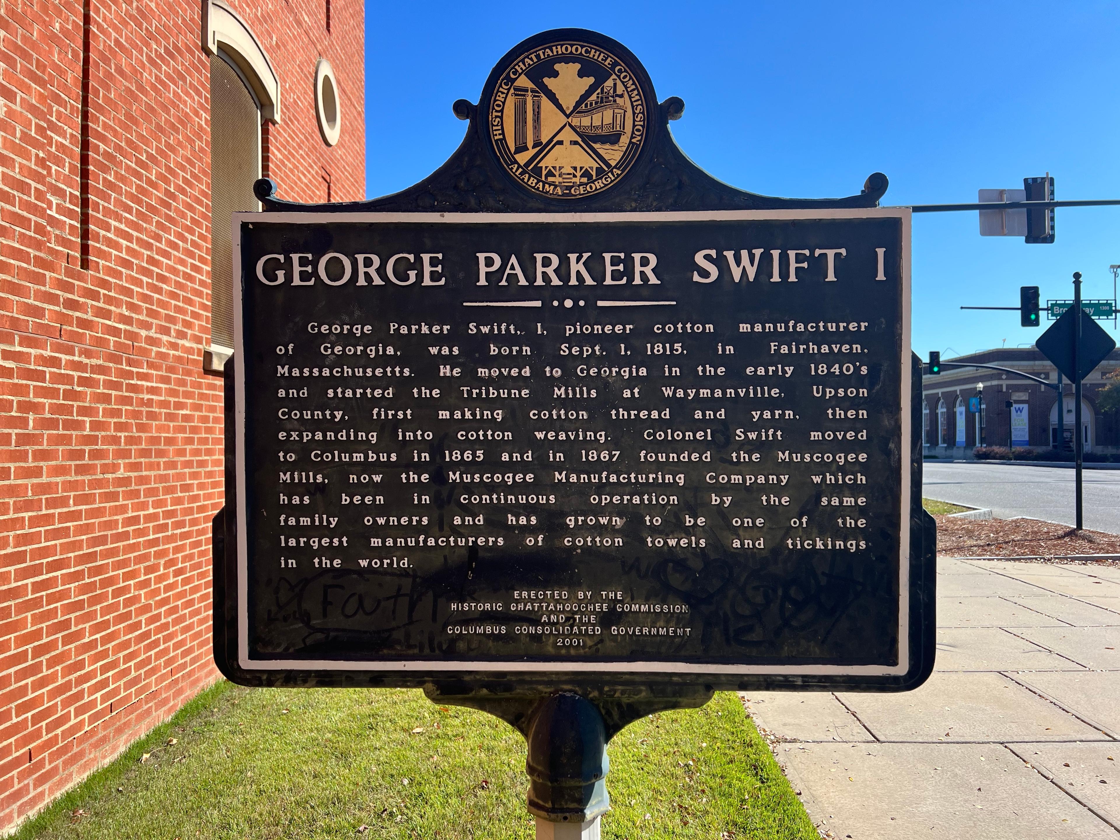 The George Parker Swift I historic marker