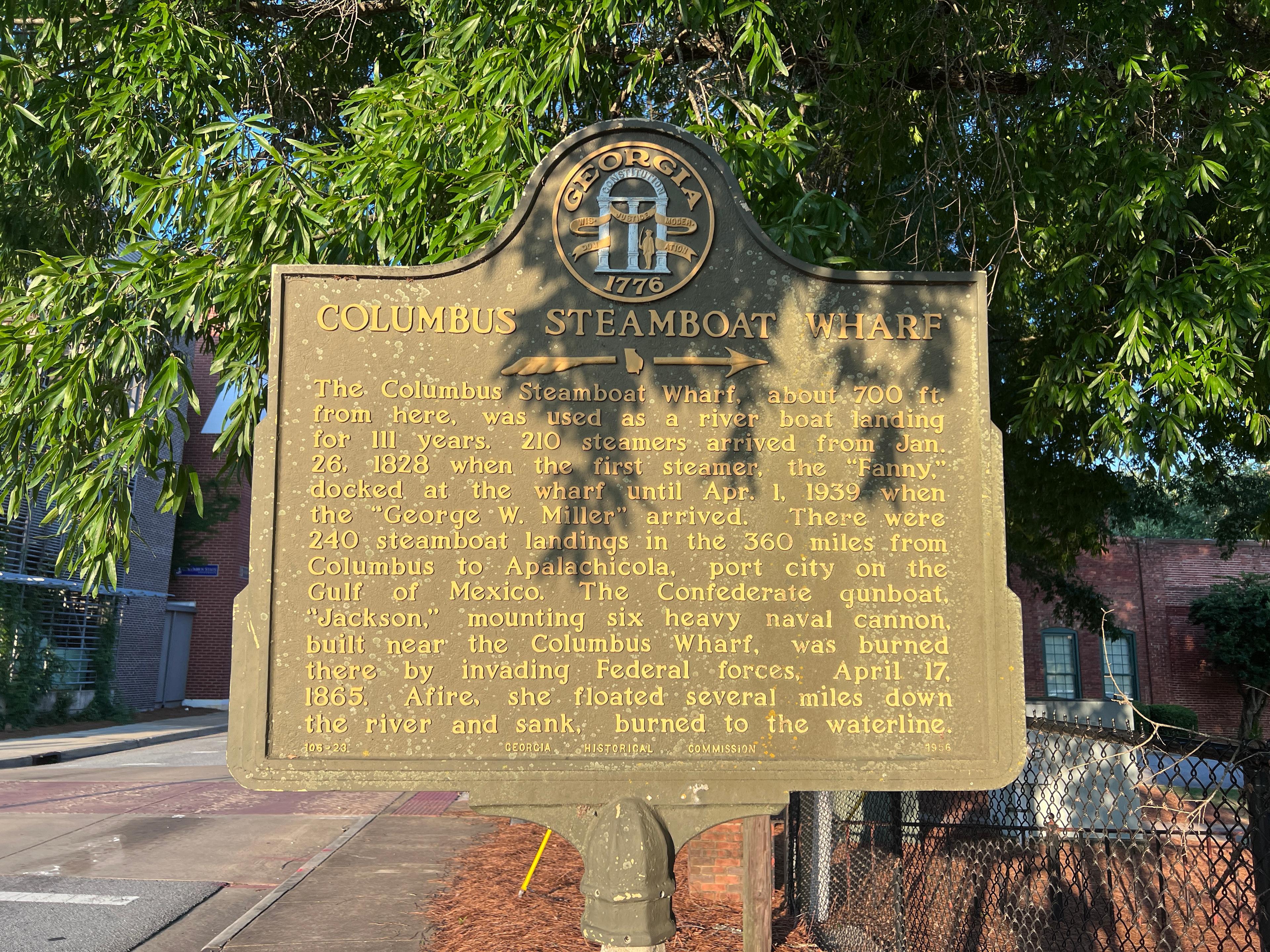 The Columbus Steamboat Wharf historic marker